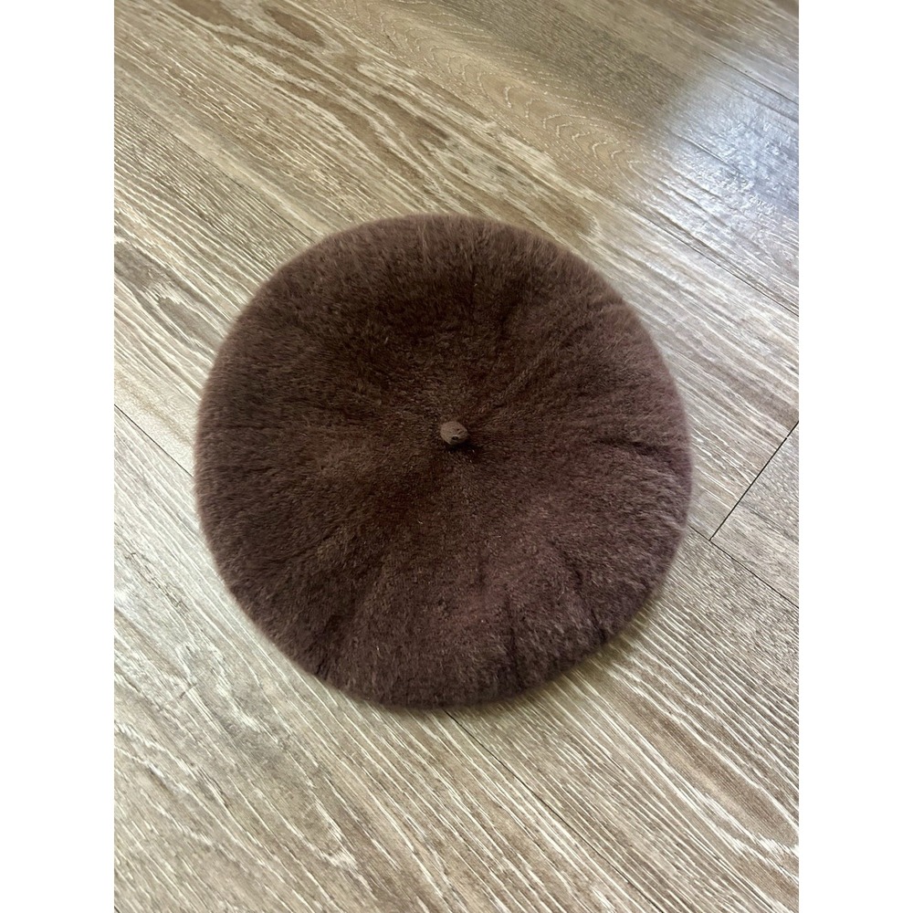 Vintage Angora Blend Fuzzy Brown Beret 90s Parisian Soft Girl Coquette